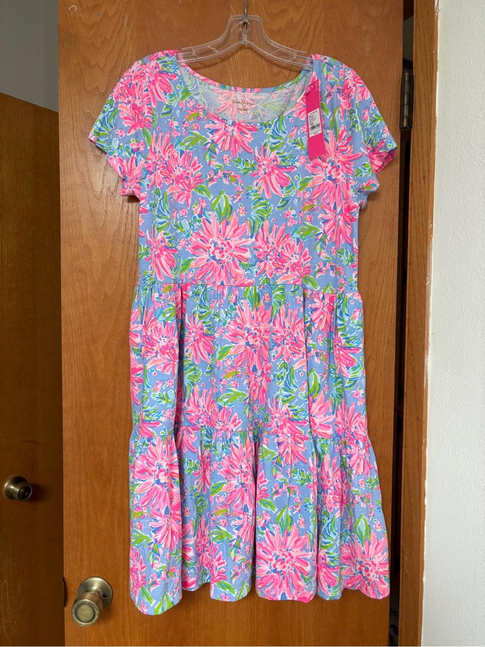 NWT Lilly Pulitzer Geanna short sleeve dress Blue Peri Sunrise Bay Large